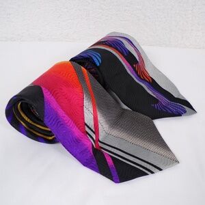 Vitaliano Pancaldi 100% Silk Dress Tie Abstract Pattern 3.75 in X 58.5 in Lot 2